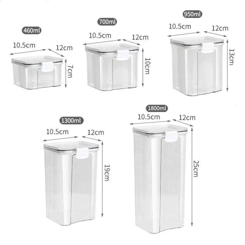 Potes selados de plástico para cozinha