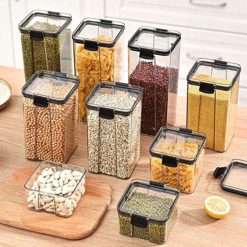 Potes selados de plástico para cozinha