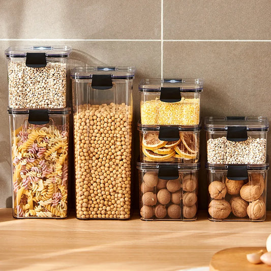 Potes selados de plástico para cozinha